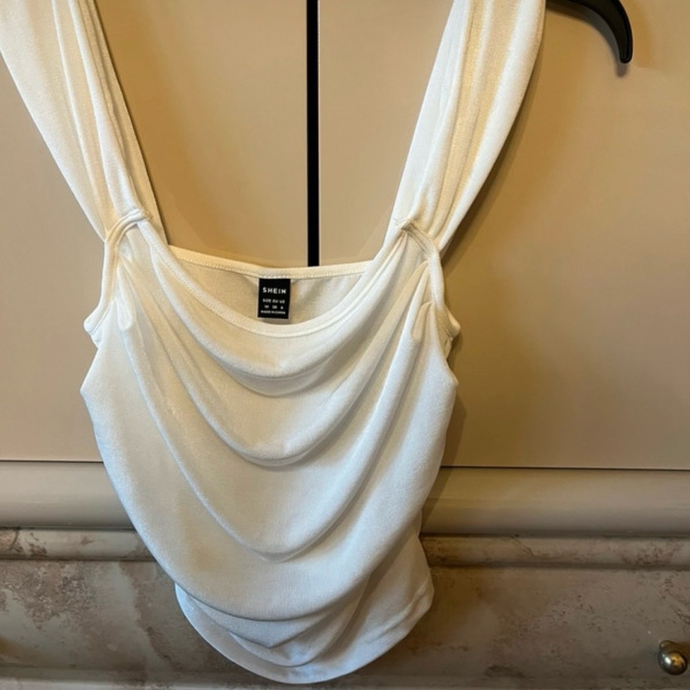 SHEIN White Draped Cowl Neck Camisole Tank